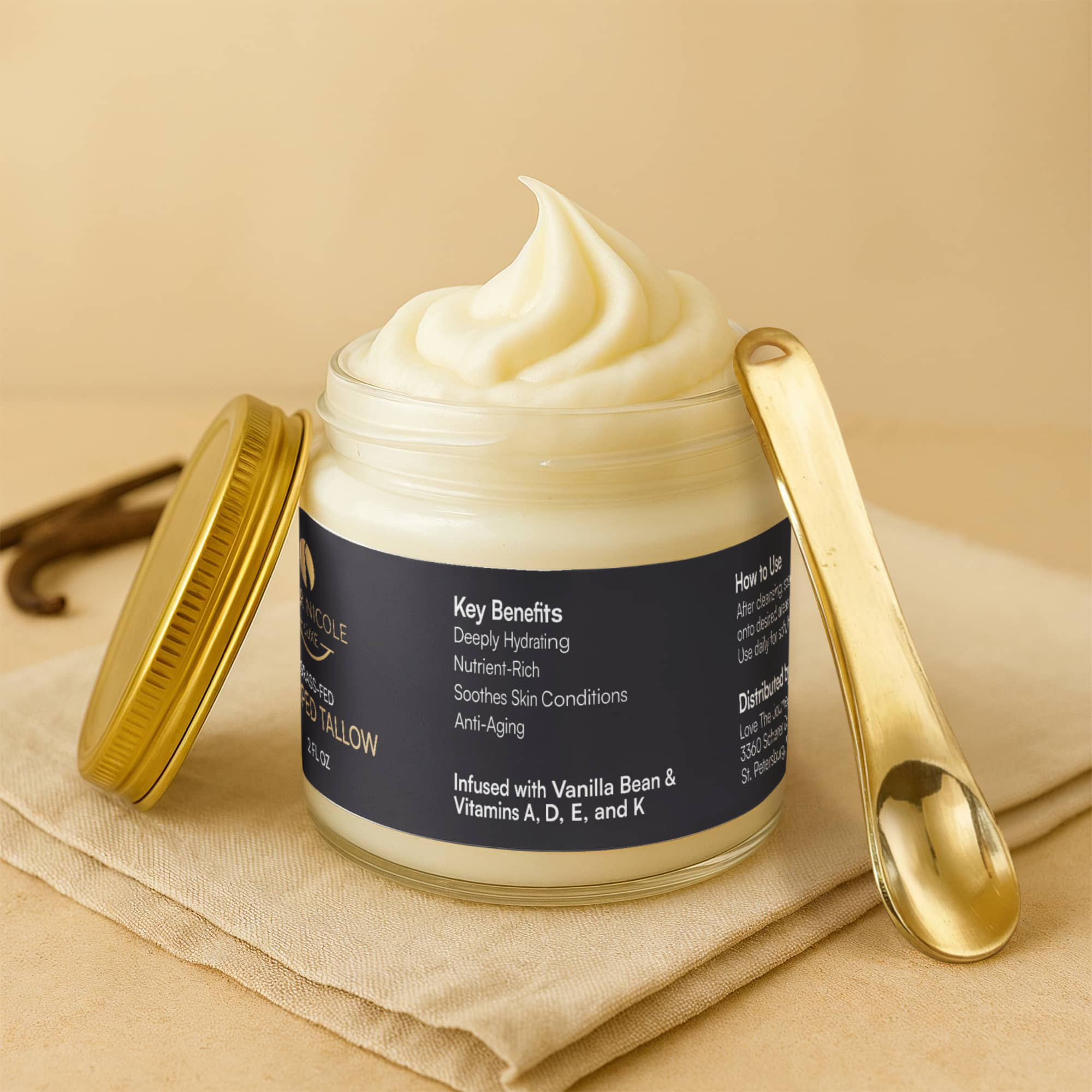 Whipped Grass-Fed Tallow Balm with Vanilla Bean